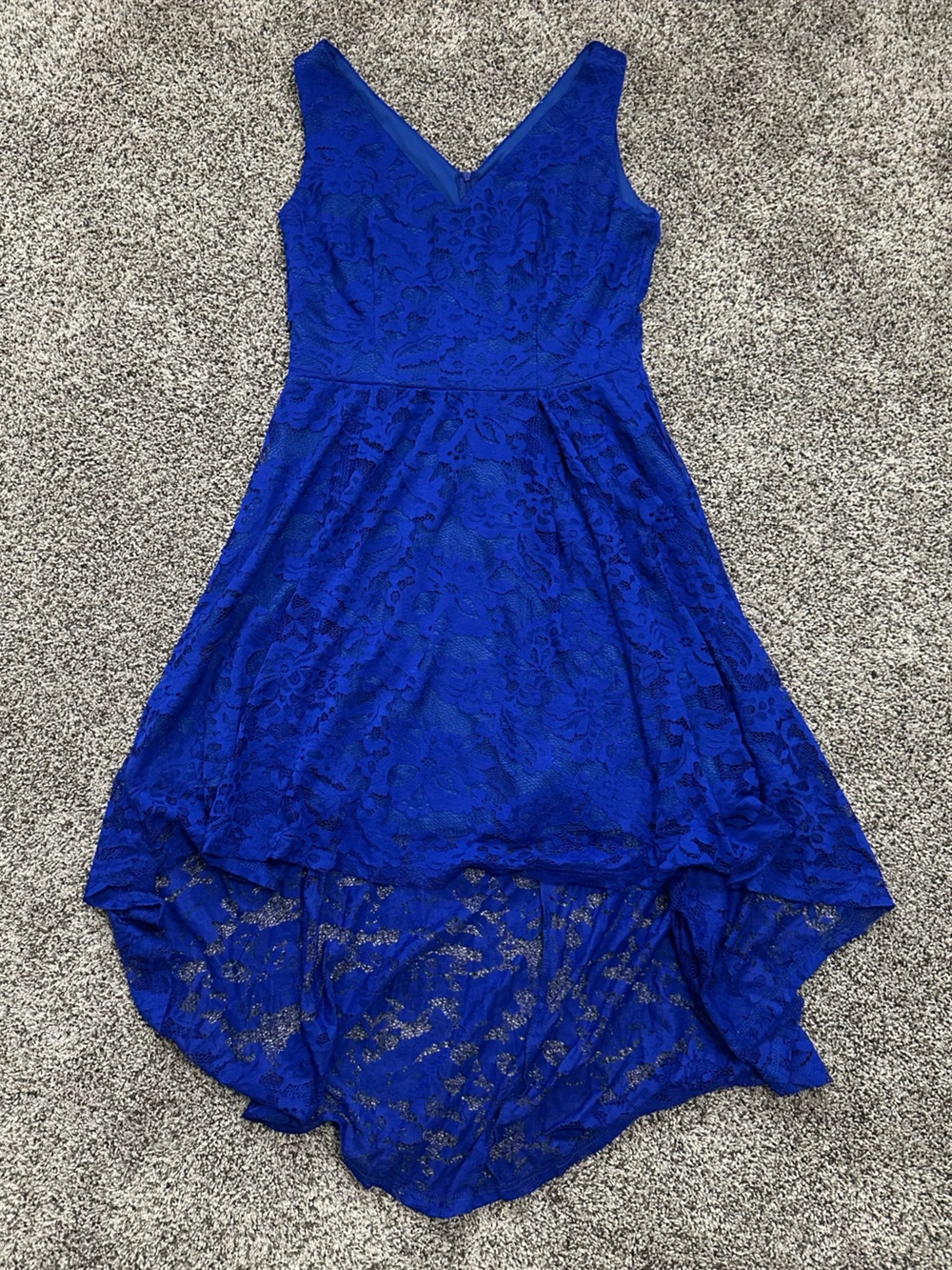 Royal Blue Lace High-Low Dress (XL)
